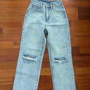 SHEIN High Waist Ripped Jeans